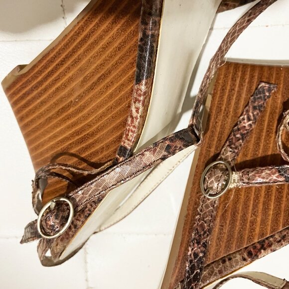 Nine West Sandals | Brown Snakeskin Print | Wedge Heels | Size 10M - Picture 6 of 10